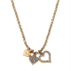 3/$25 Crystal Triple Heart Charm Necklace